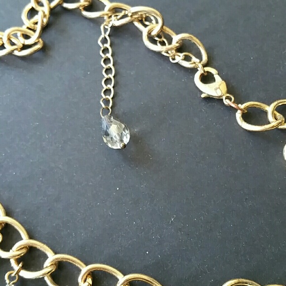 Smokey Crystal Jewelled Gold Statement Necklace - Picture 3 of 4